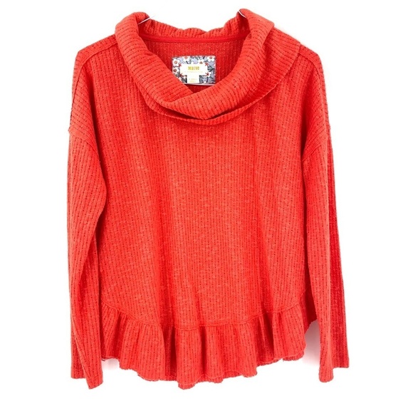 Maeve Addie Ruffled Hacci Cowl Neck Pullover Long Sleeve Sweater Top - Picture 3 of 8